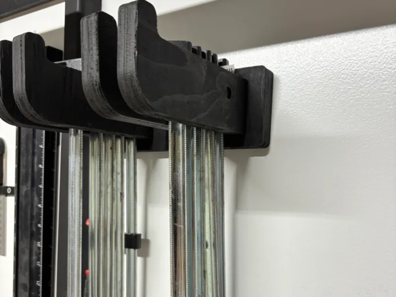 Wall mounted storage for up to 6 light clamps