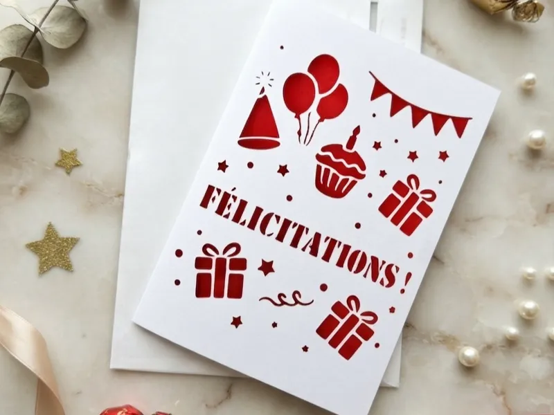 Happy Birthday Cutout Card Greeting card v31FRENCH