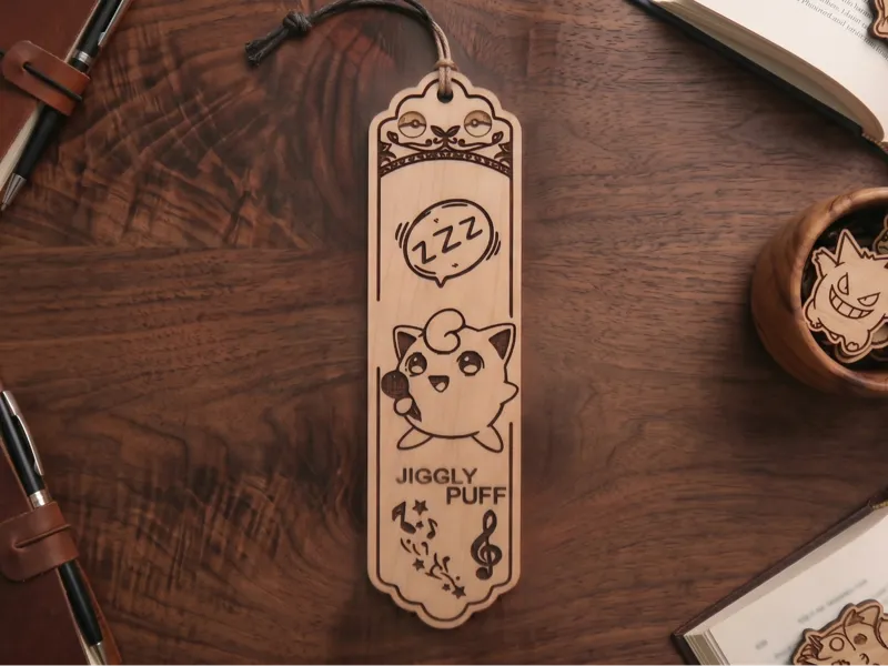 Jigglypuff character wooden bookmark