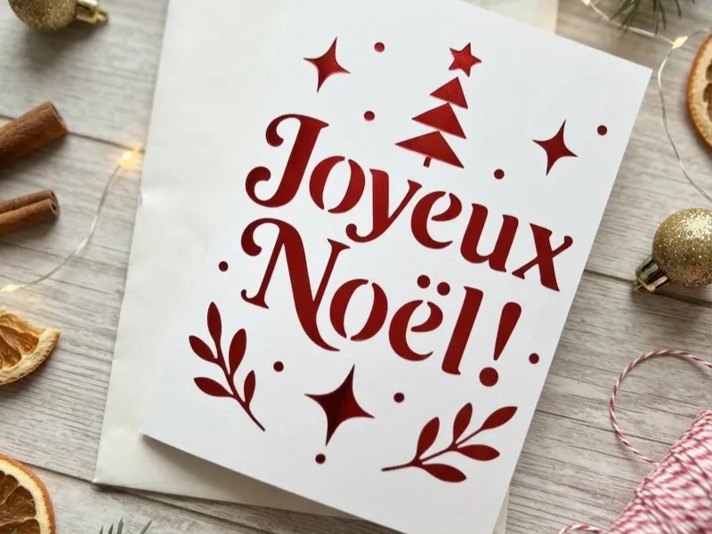 Merry Christmas Cutout Card Greeting card v4FRENCH