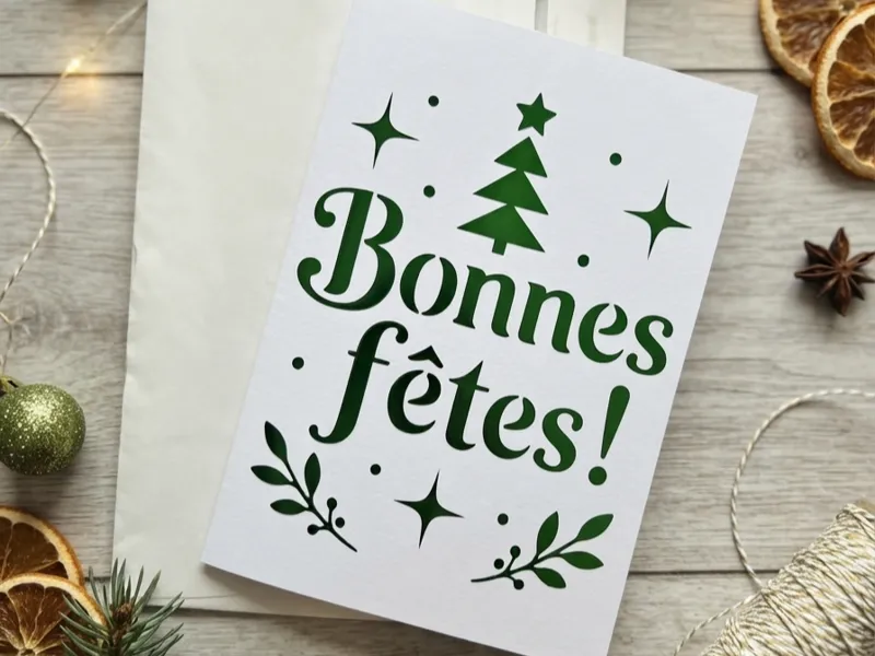 Merry Christmas Cutout Card Greeting card v5FRENCH