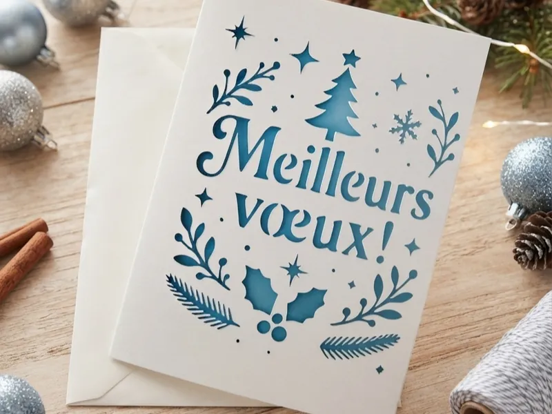 Merry Christmas Cutout Card Greeting card v6FRENCH
