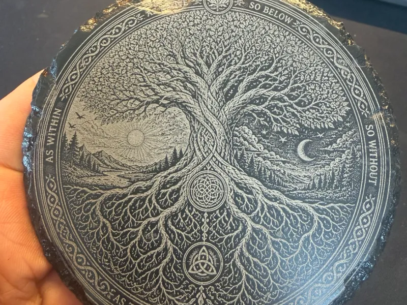 Tree of Life Slate Rock Engraving