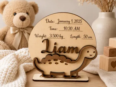 Personalized Baby Dino Birth Stats Sign