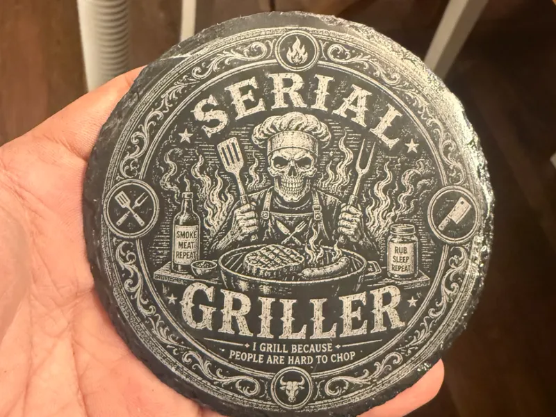 Serial Griller Themed Coaster Design