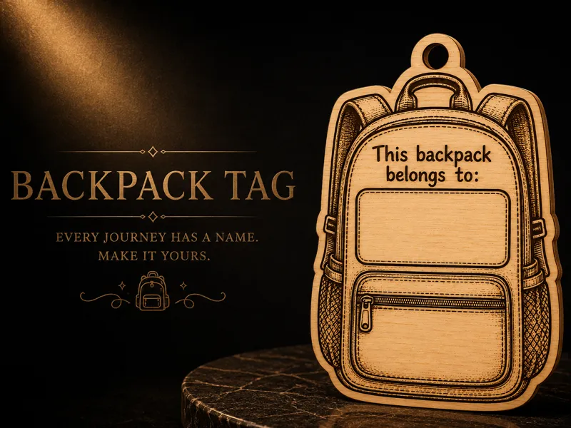 Backpack Tag shaped like... a backpack!