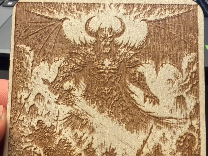 Demon Engraving on Wood