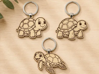 Set of Baby, Adult, and Sea Turtle Keychains