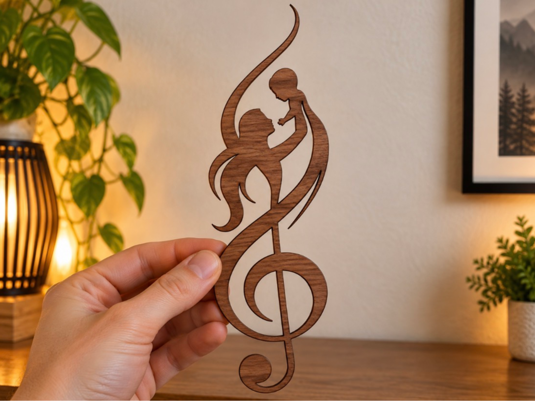 Mother And Baby – Walnut Wall Decoration 3D model