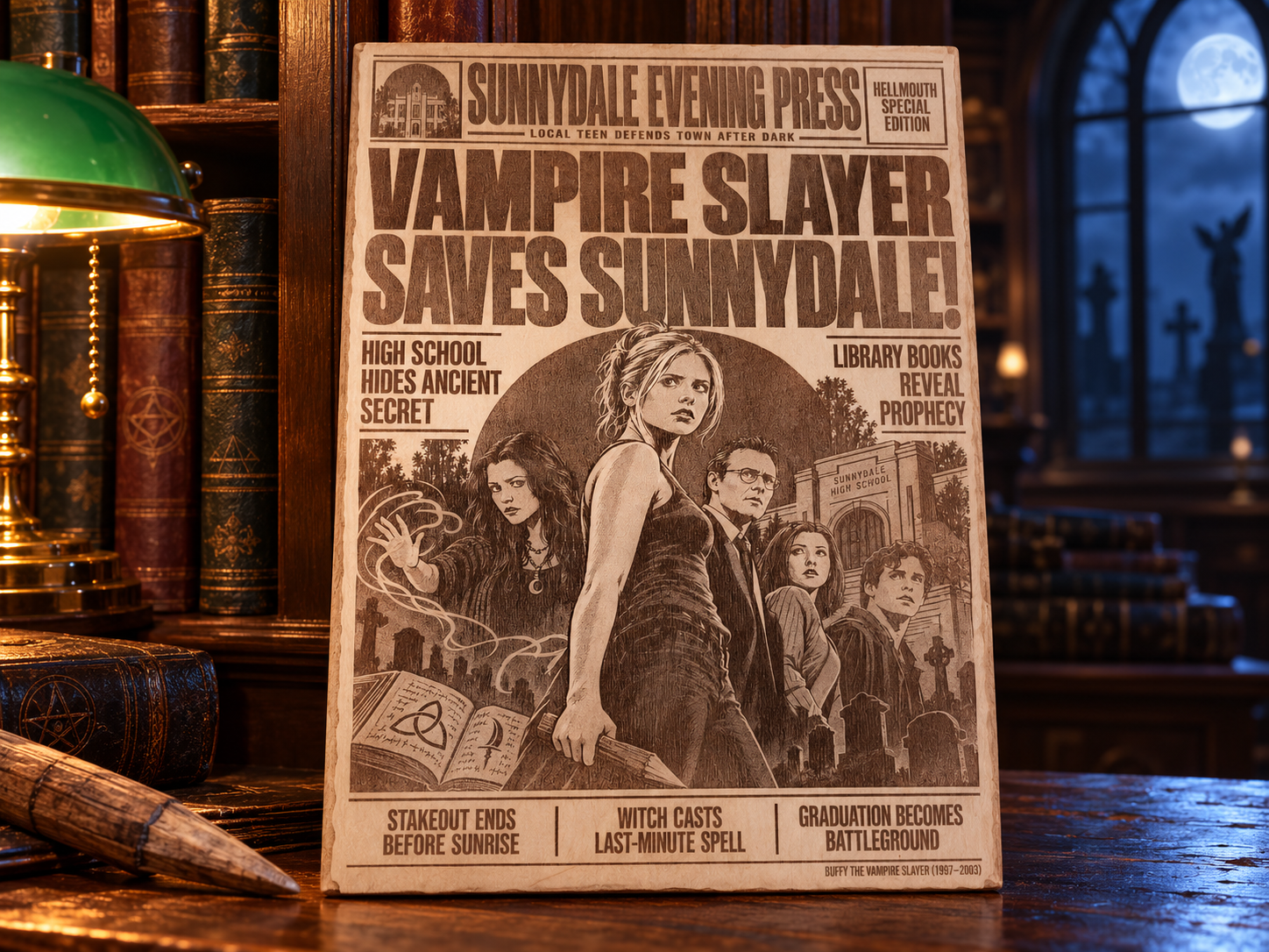 Buffy the Vampire Slayer Newspaper Laser Art 3D model by 3DPrintsForYou
