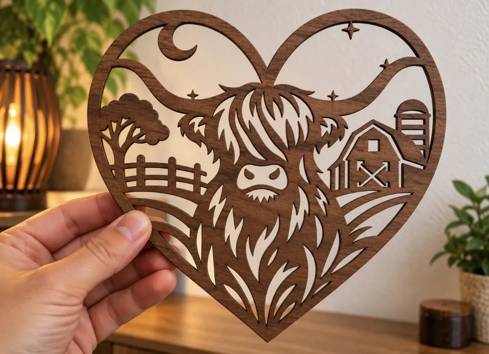 Highland Cow Heart - Free 3D Print Model - MakerWorld