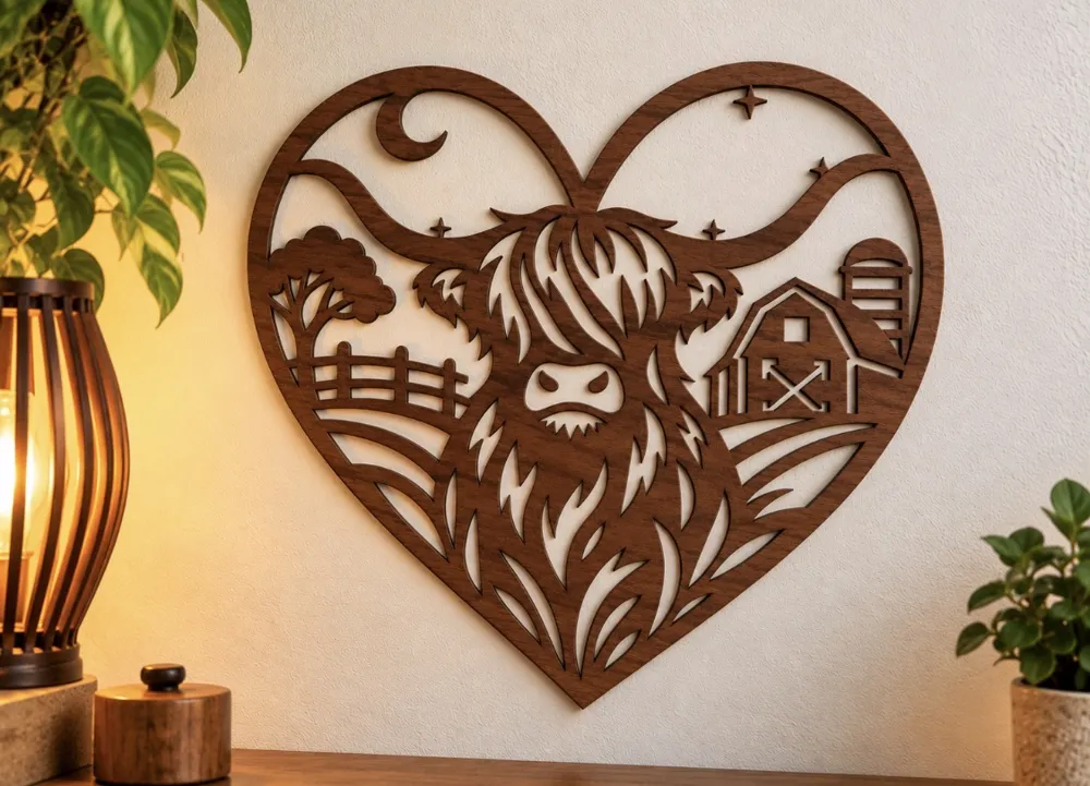 Highland Cow Heart - Free 3D Print Model - MakerWorld