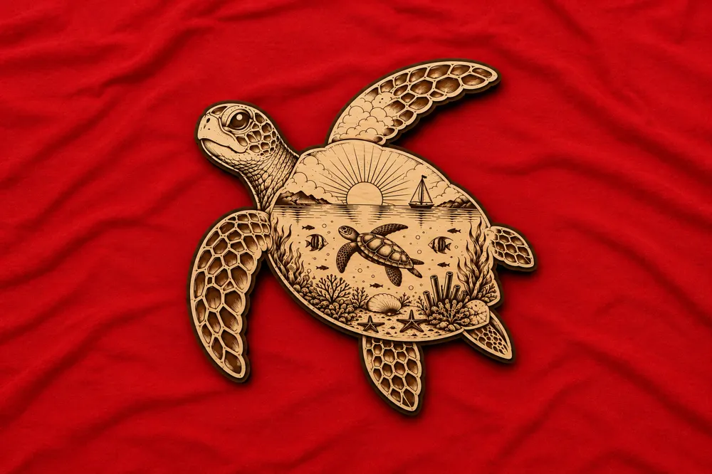 Sea Turtle Scenic Cut and Engrave - Free 3D Print Model - MakerWorld