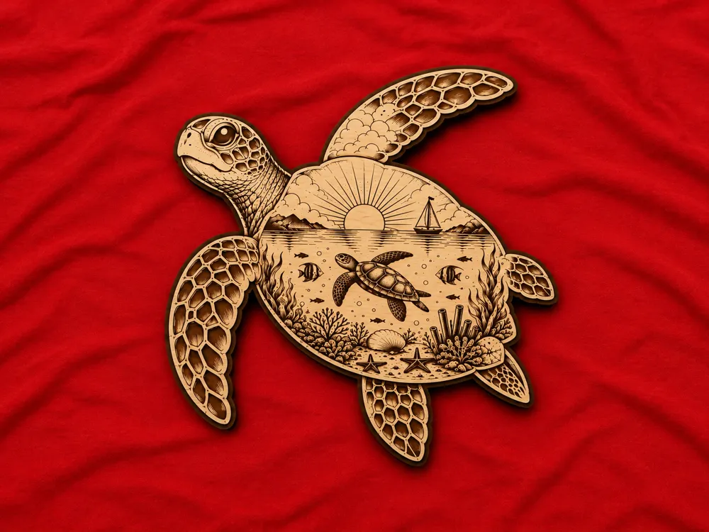 Sea Turtle Scenic Cut and Engrave - Free 3D Print Model - MakerWorld