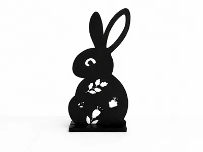 Easter Bunny Silhouette with Floral/Spring Cutouts