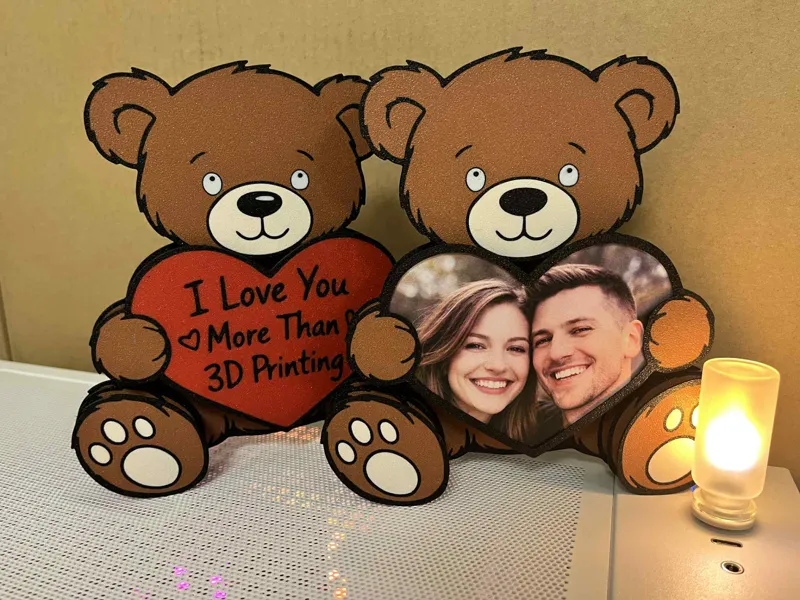 Valentine Teddy Bear with Heart -(Photo/Text/Love)