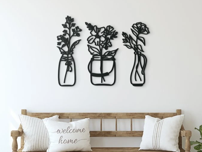 Flowers in a Vase 3-Piece 3D Wall Sticker