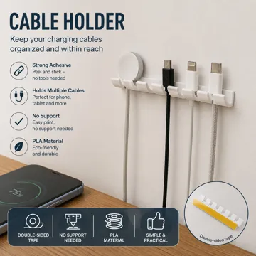 Soporte: Cable Holder for Phone Chargers - Fast print — vista de referencia 3