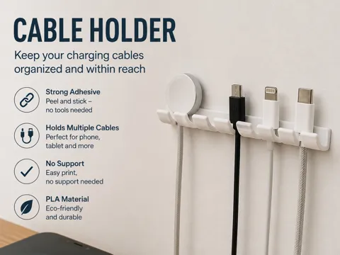 Soporte: Cable Holder for Phone Chargers - Fast print — referencia de MakerWorld