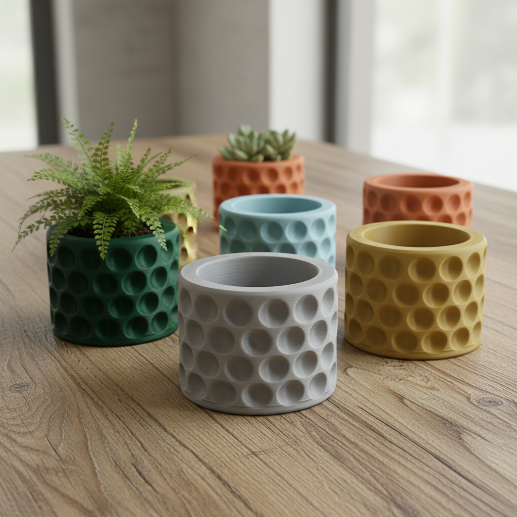 Miniatura 2 do modelo 3D Cylindrical Dimpled Mini Planter