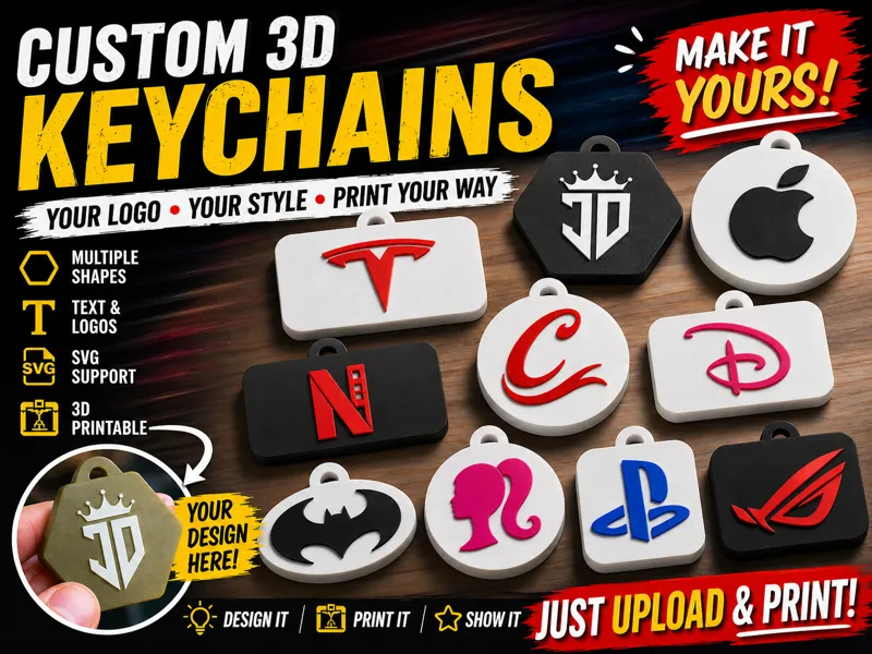 Custom 3D Keychains Generator (Text & SVG) ENG-ITA