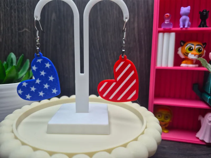 Patriotic Heart Earrings