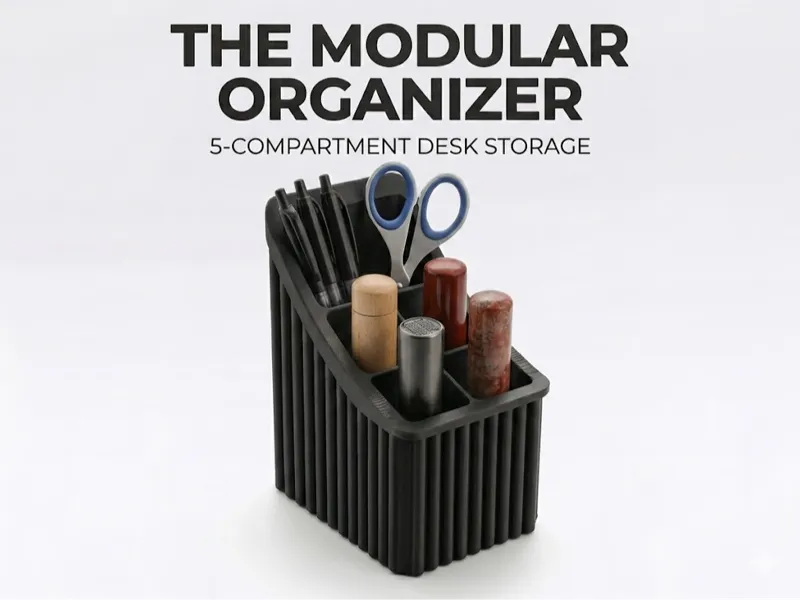 Modern Wavy Desk Organizer / Pen & Stamp Holder