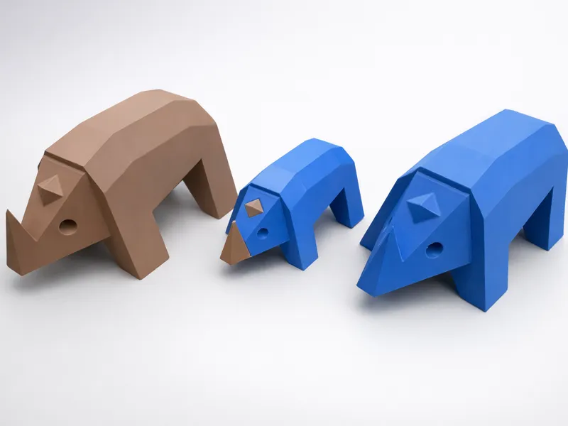 Geometric Low-Poly Rhino Family