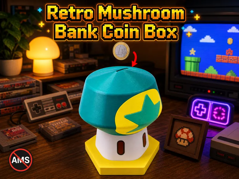 Retro Mushroom Bank Coin Box