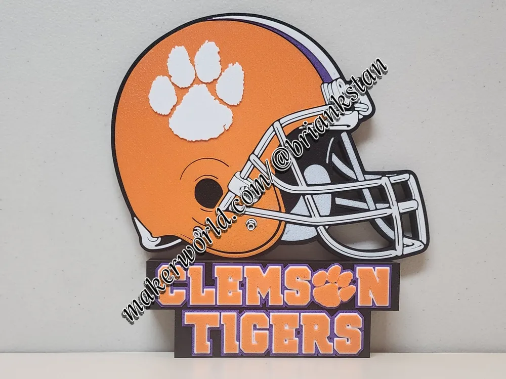 Clemson Tigers Helmet Wall or Desk Display - Free 3D Print Model ...