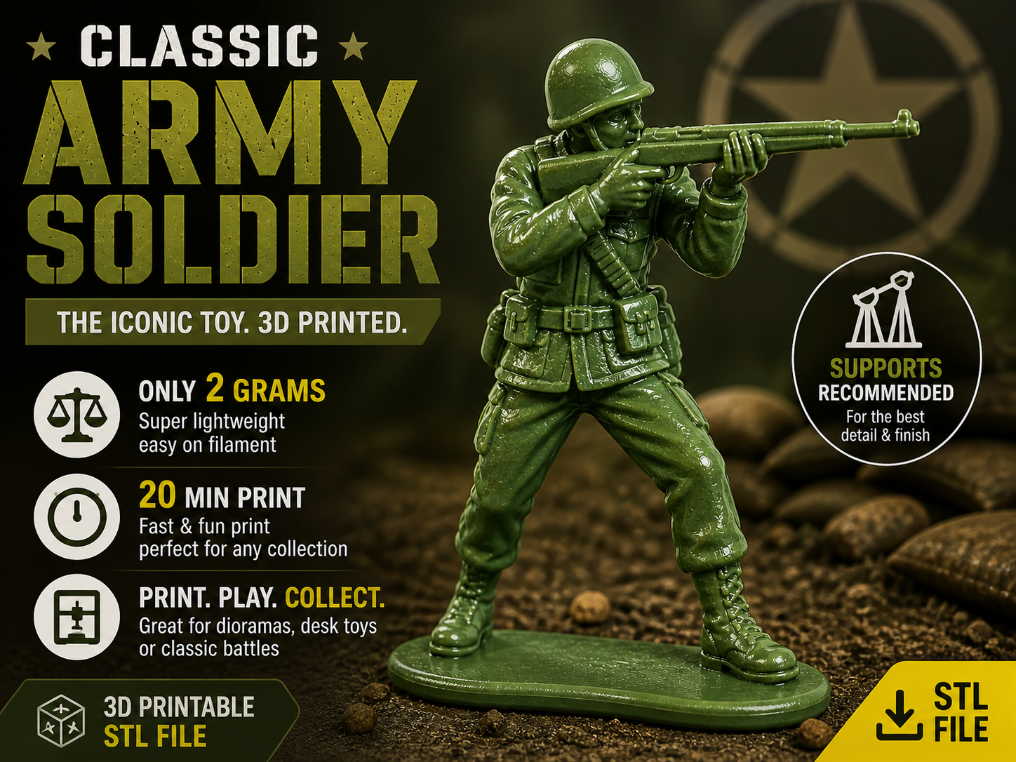 Classic Army Soldier – Fast 3D Print Toy