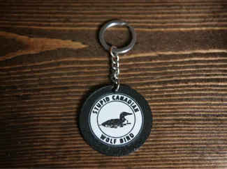 Heated Rivalry Stupid Canadian Wolf Bird Keychain