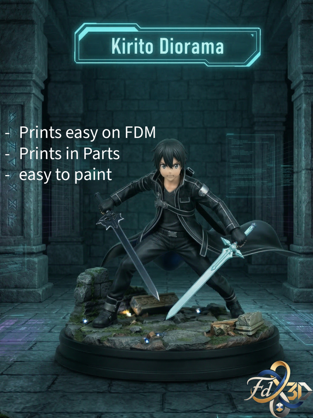 Kirito diorama - 3D Print Files Free Download - MakerWorld