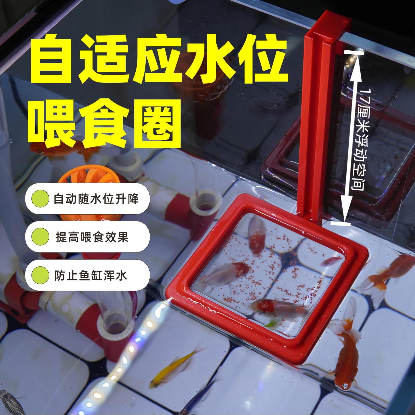 Miniatura 2 do modelo 3D 自动升降鱼缸喂食圈-免调节喂食器-防飘散投食圈