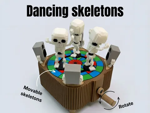 Adorno temático: Dancing skeletons — referencia de MakerWorld