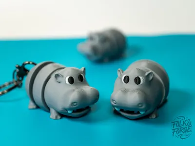 Chonky Hippo Wobbler, Fidget Toy + Keyring
