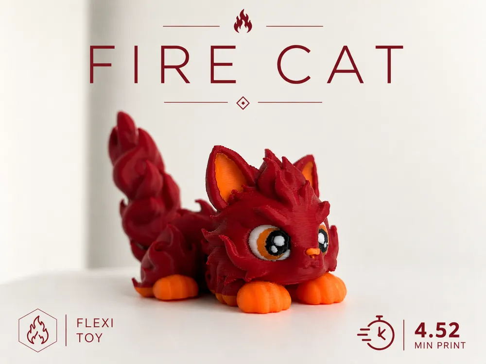 Figura decorativa: Fire cat flexible articulated toy figure. Referencia del modelo original.