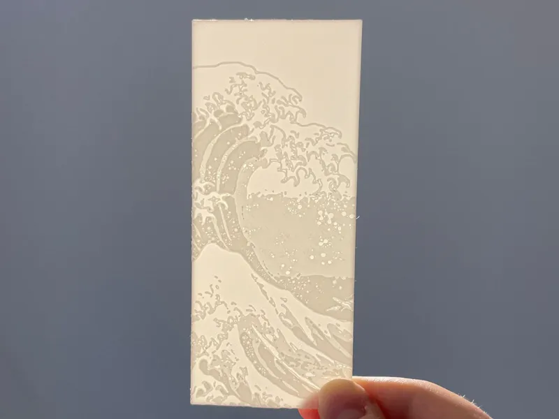 The Great Wave lithophane style bookmark