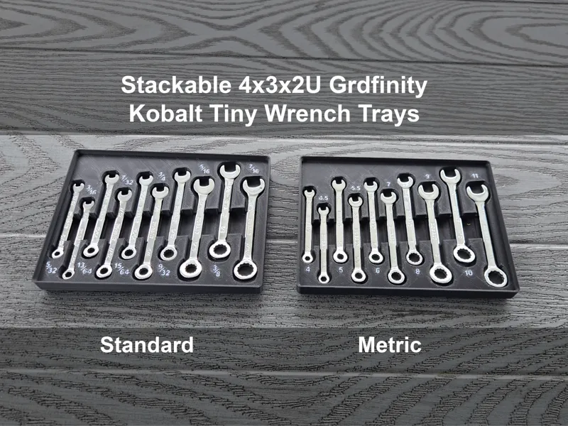 Gridfinity Stackable Mini Kobalt Wrench Tray 4x3x2