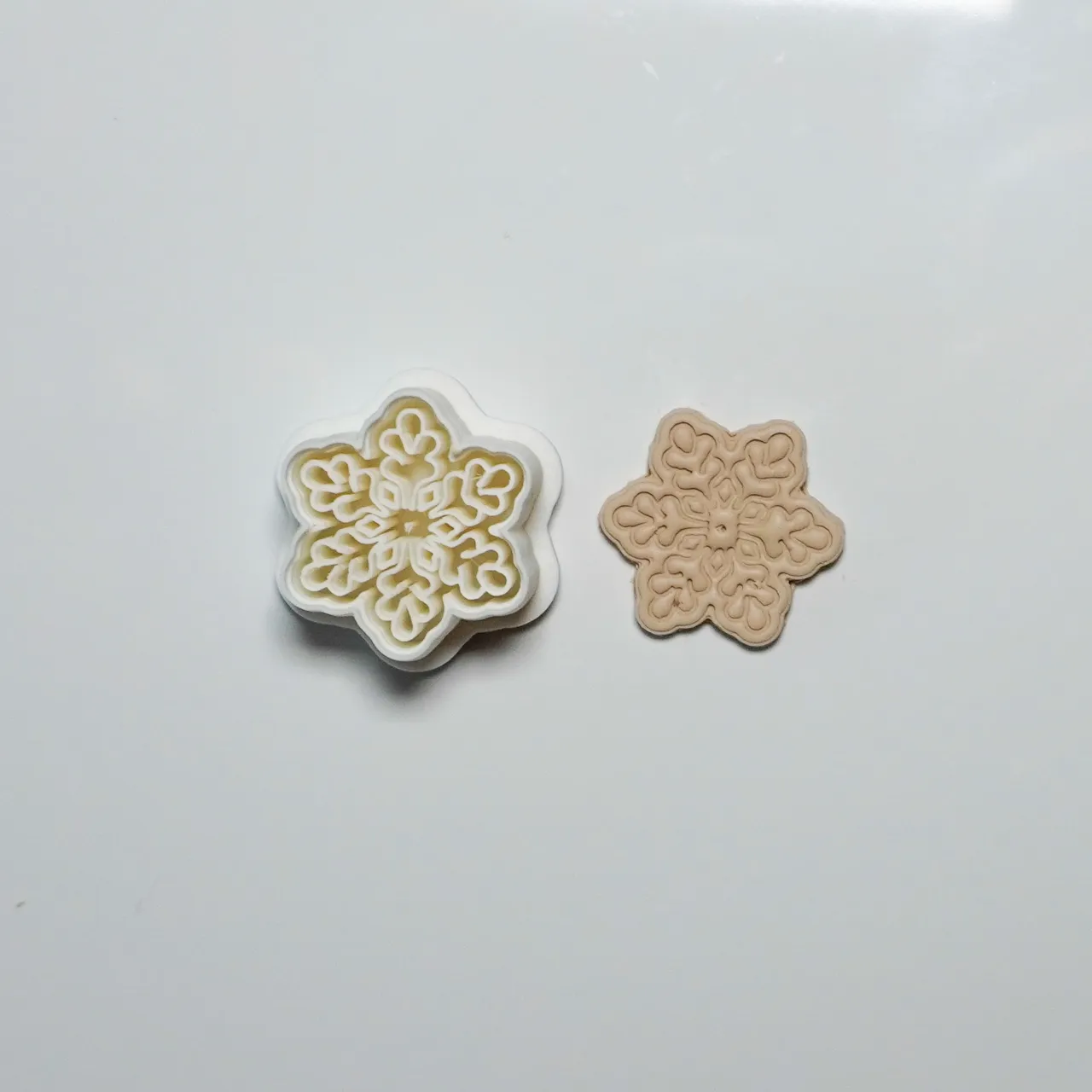 Snowflake Polymer Clay Cutter Earrings Necklace view 2