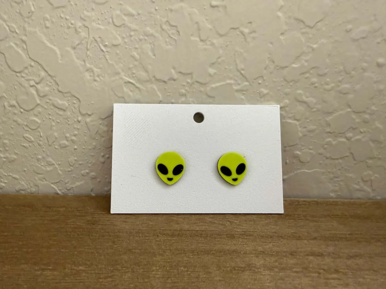 Green Alien Stud Earrings view 2