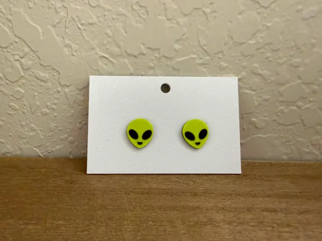 Green Alien Stud Earrings