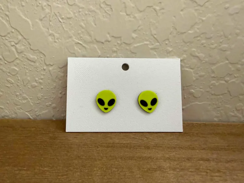 Green Alien Stud Earrings