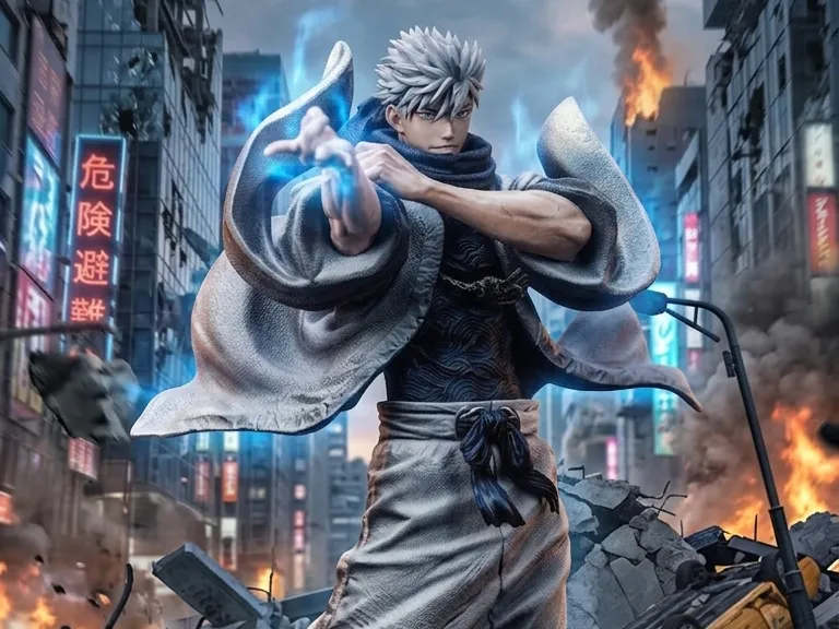 A figure of Satoru Gojo from Jujutsu Kaisen
