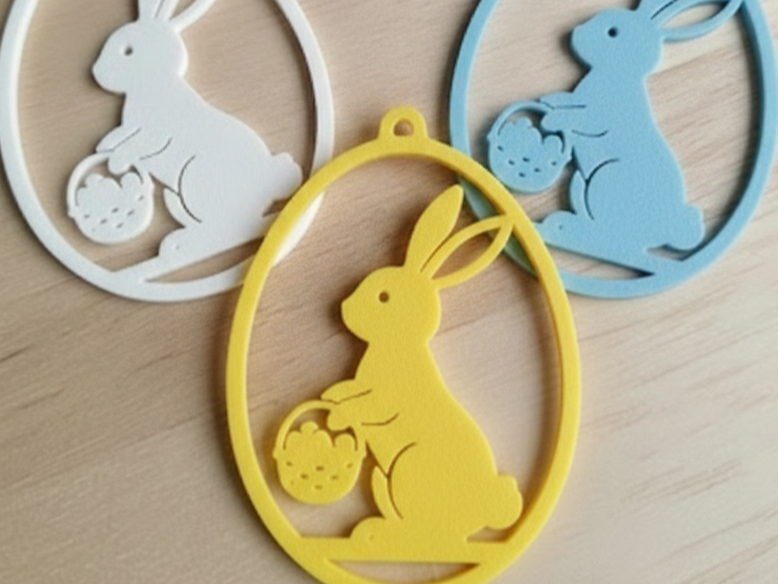 Minimalist Easter Egg Ornament #6 -Bunny w/ Basket