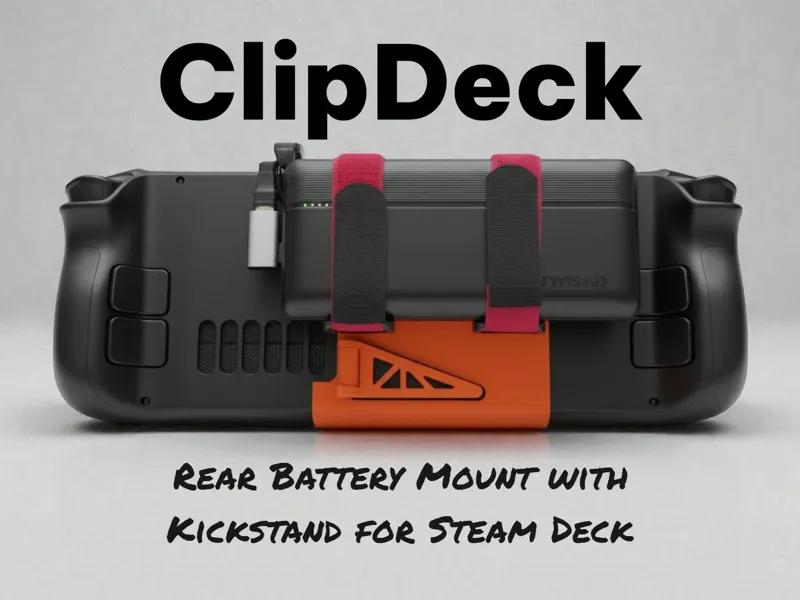 ClipDeck – Batt Mount & Kickstand for Steam Deck