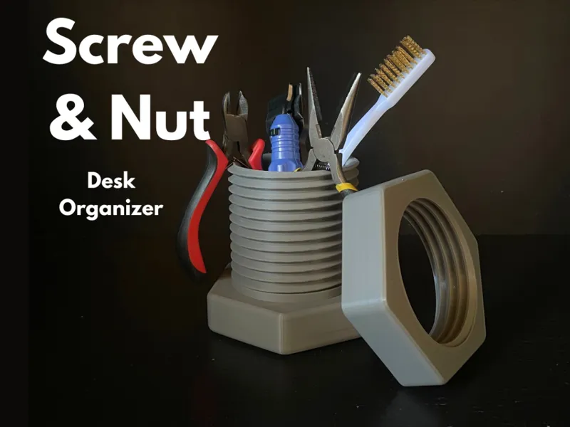 Giant Screw & Nut Tool Holder -  Desk Organizer