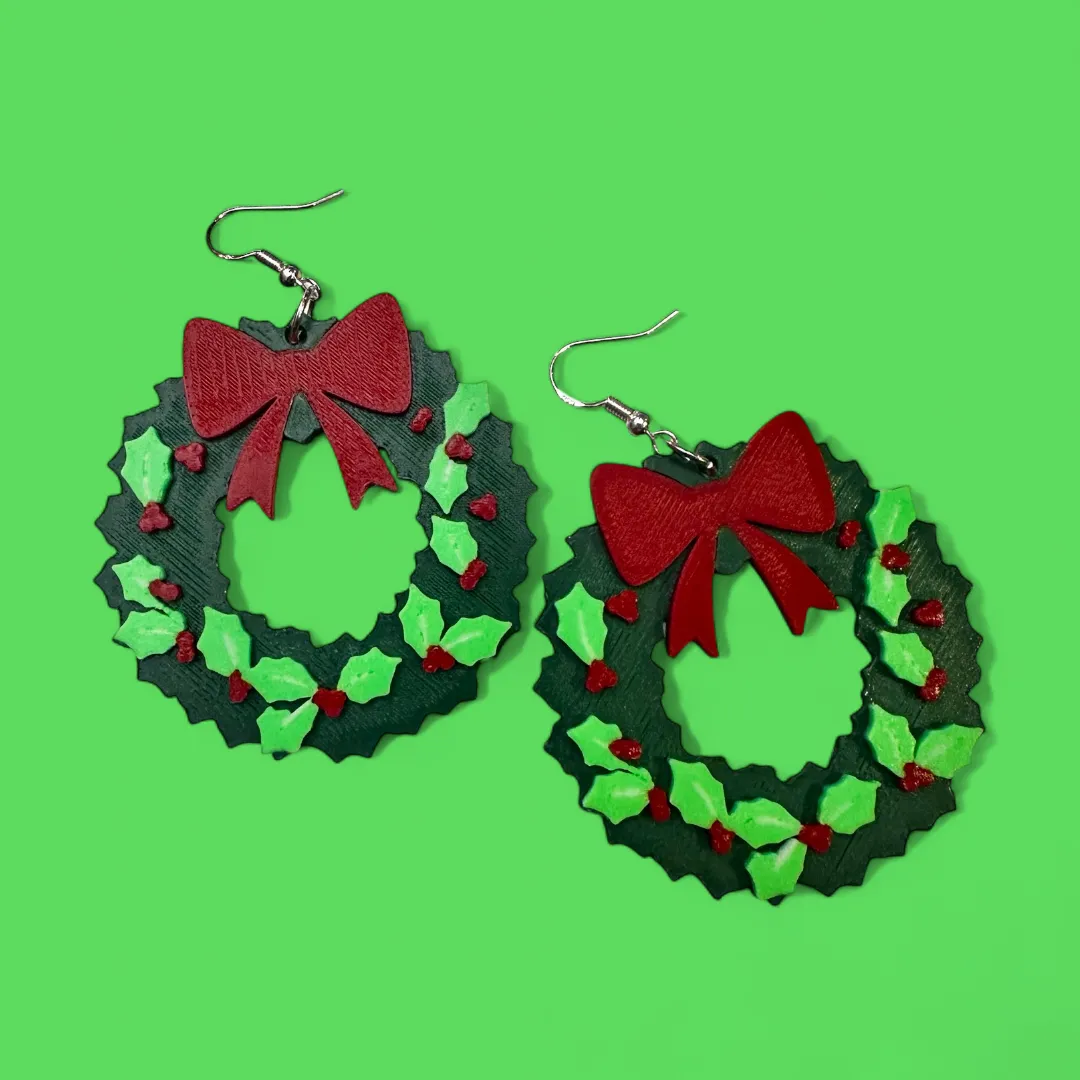Christmas Wreath earrings view 2