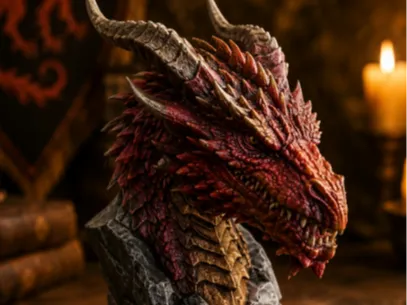 Ancient Dragon Bust – Fantasy Display Statue