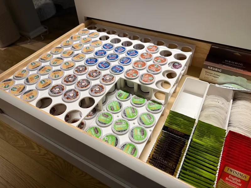Keurig pod holder for kitchen cabinet drawers